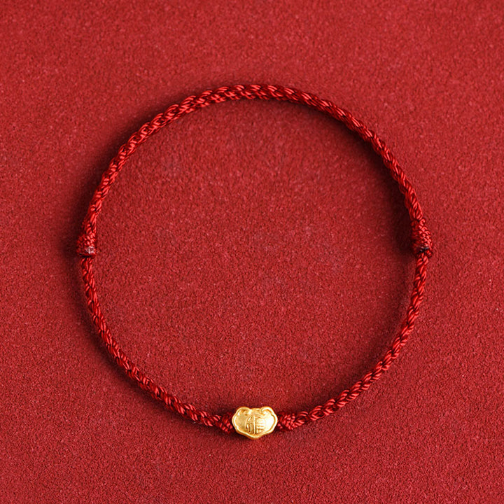 Pulsera de cuerda hecha a mano con protección de caracteres Fu y dije de cerradura china de oro 999 con Buddha Stones - Rojo oscuro - Versión para bebés, apta para niños de 0 a 4 años (circunferencia de la muñeca: 12-18 cm). - image 11