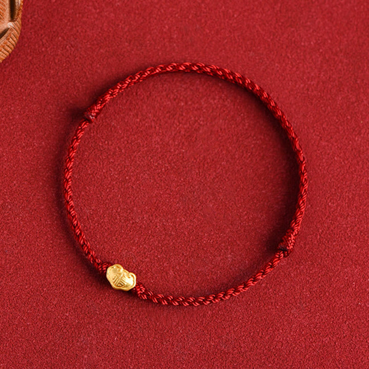 Pulsera de cuerda hecha a mano con protección de caracteres Fu y dije de cerradura china de oro 999 con Buddha Stones - image 12