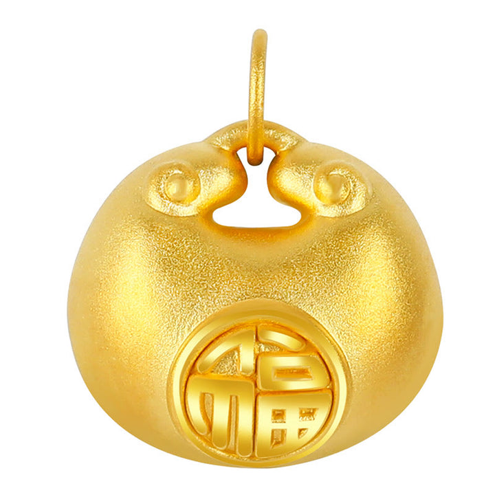 Collar con colgante de cuerda de la suerte con diseño de candado de deseos y personaje Fu de oro 999 con Buddha Stones
