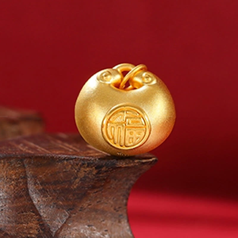 Collar con colgante de cuerda de la suerte con diseño de candado de deseos y personaje Fu de oro 999 con Buddha Stones