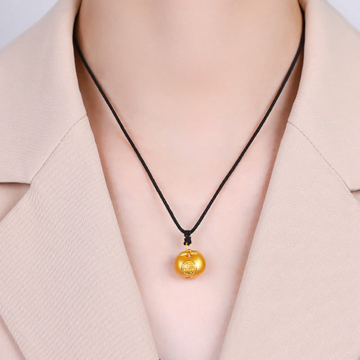 Collar con colgante de cuerda de la suerte con diseño de candado de deseos y personaje Fu de oro 999 con Buddha Stones