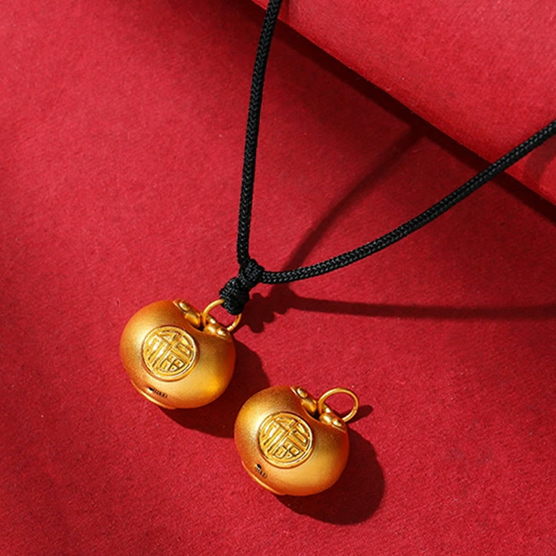 Collar con colgante de cuerda de la suerte con diseño de candado de deseos y personaje Fu de oro 999 con Buddha Stones
