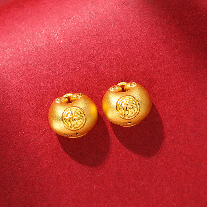 Collar con colgante de cuerda de la suerte con diseño de candado de deseos y personaje Fu de oro 999 con Buddha Stones