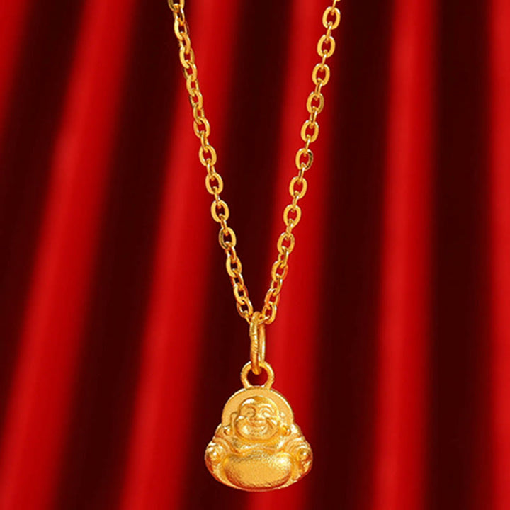 Collar con colgante de Buddha Stones de Buda y suerte - Mini Buda sonriente (oro, 1,22 g aproximadamente) - Con cadena de oro (oro de aproximadamente 3,35 g) - image 8