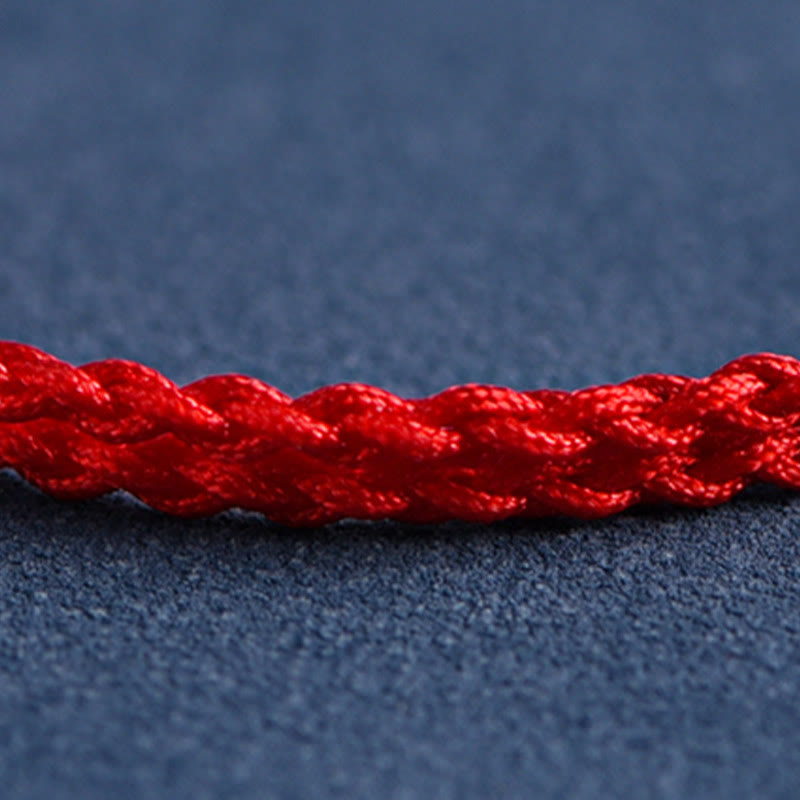 Pulsera de cuerda de la fortuna hecha a mano con Buddha Stones en plata de ley 999 con el personaje Fu y el mango de Ruyi - image 14