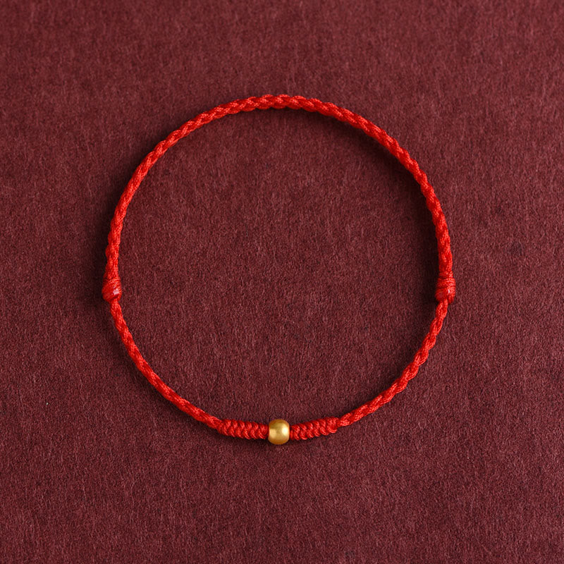 Pulsera de tobillo con cuerda trenzada de alta resistencia hecha a mano con diseño de mini cuentas de oro 999 y Buddha Stones - image 5