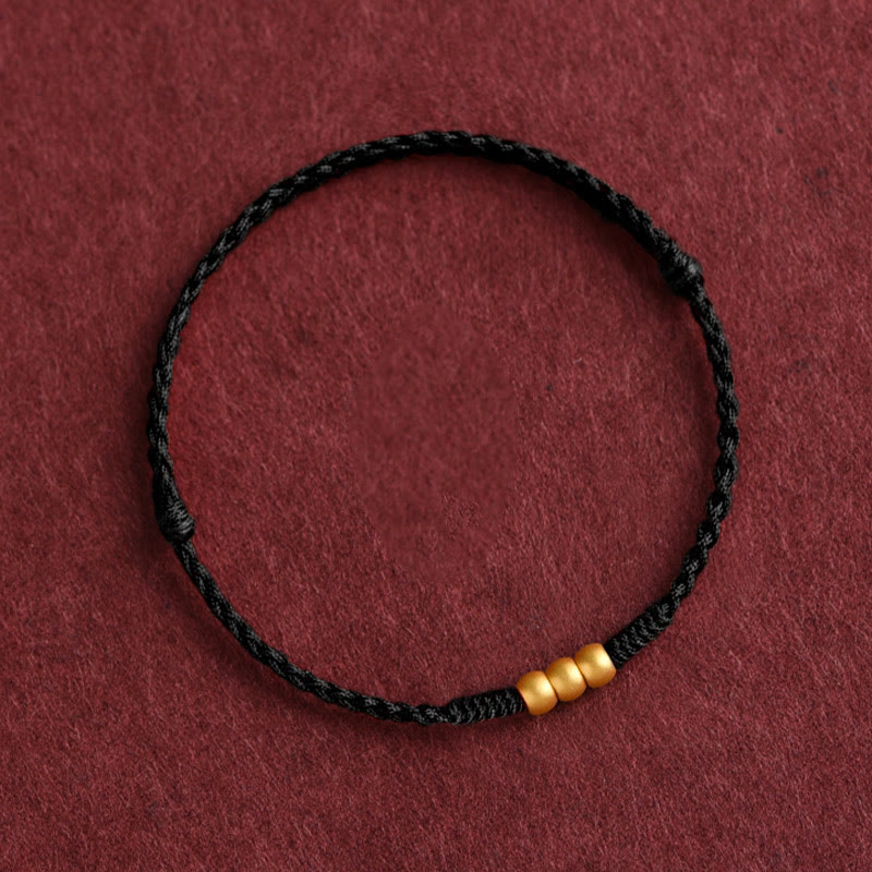 Pulsera de tobillo con cuerda trenzada de alta resistencia hecha a mano con diseño de mini cuentas de oro 999 y Buddha Stones