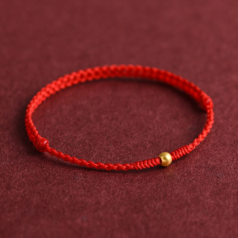 Pulsera de tobillo con cuerda trenzada de alta resistencia hecha a mano con diseño de mini cuentas de oro 999 y Buddha Stones