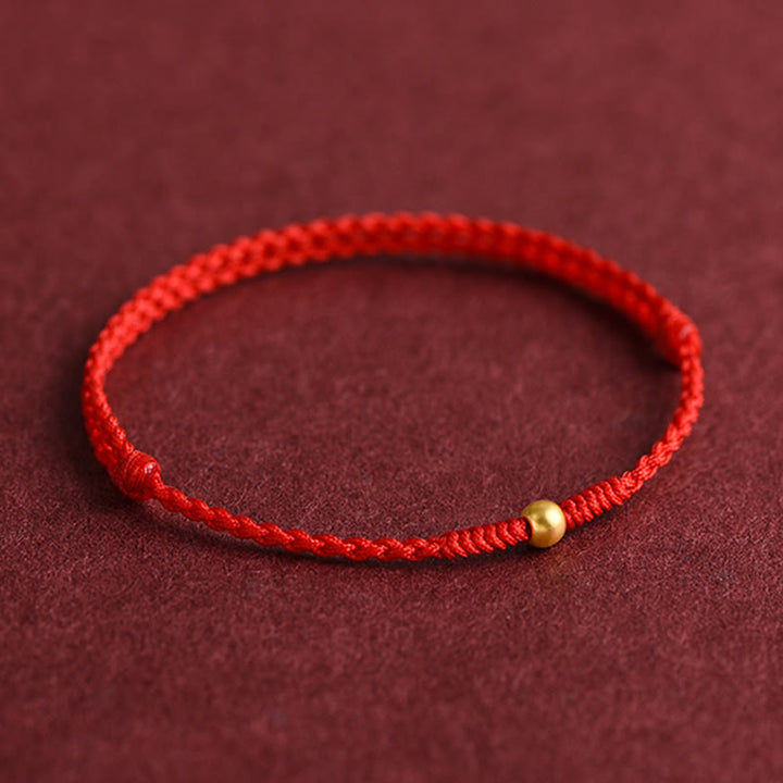 Pulsera de tobillo con cuerda trenzada de alta resistencia hecha a mano con diseño de mini cuentas de oro 999 y Buddha Stones