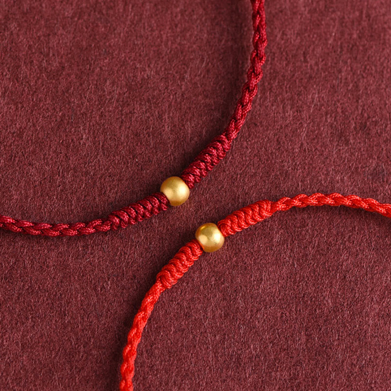 Pulsera de tobillo con cuerda trenzada de alta resistencia hecha a mano con diseño de mini cuentas de oro 999 y Buddha Stones