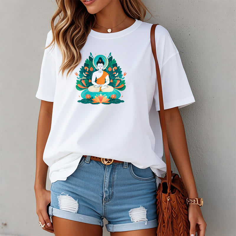 	Piedras de Buda Flor Hierba Loto Bodhisattva Camiseta - image 5