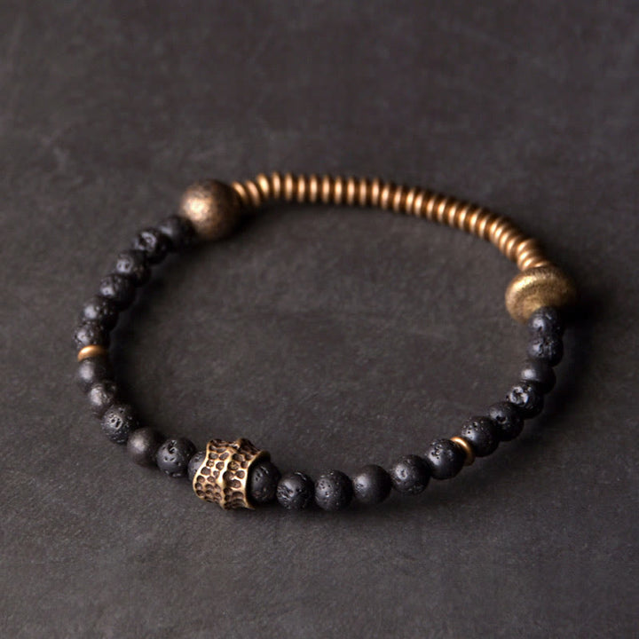 Pulsera de cobre con cuentas de lava y Buddha Stones que ayudan a la curación