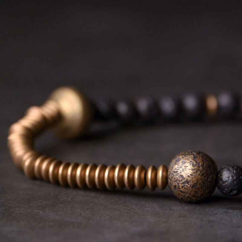 Pulsera de cobre con cuentas de lava y Buddha Stones que ayudan a la curación