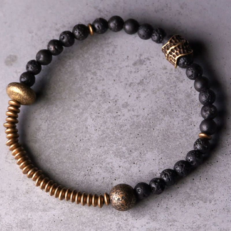 Pulsera de cobre con cuentas de lava y Buddha Stones que ayudan a la curación