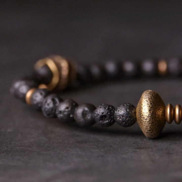 Pulsera de cobre con cuentas de lava y Buddha Stones que ayudan a la curación