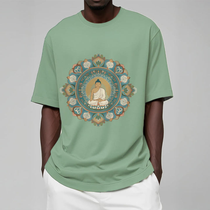 Camiseta de Flores de Mandala de Piedra de Buda - image 1
