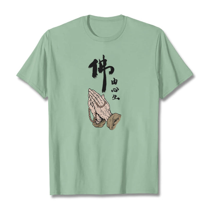 Camiseta con Buddha Stones en oración - Verde pálido - 2XL - image 10