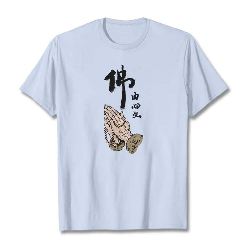 Camiseta con Buddha Stones en oración - Cian claro - 2XL - image 12