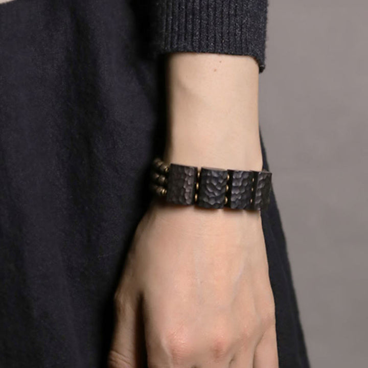 Pulsera de equilibrio con cuentas de cobre y madera de ébano de la paz vintage con Buddha Stones - image 12