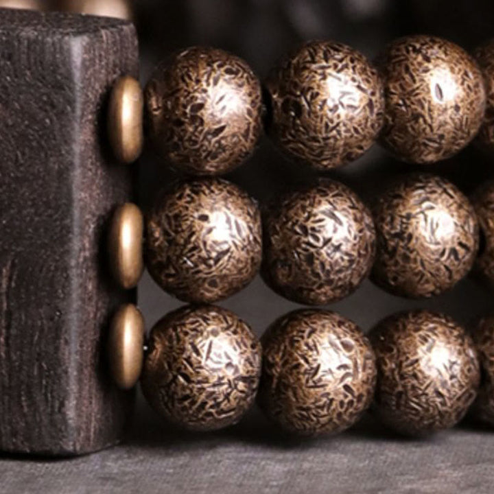 Pulsera de equilibrio con cuentas de cobre y madera de ébano de la paz vintage con Buddha Stones - image 9