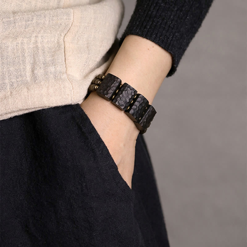 Pulsera de equilibrio con cuentas de cobre y madera de ébano de la paz vintage con Buddha Stones - image 11