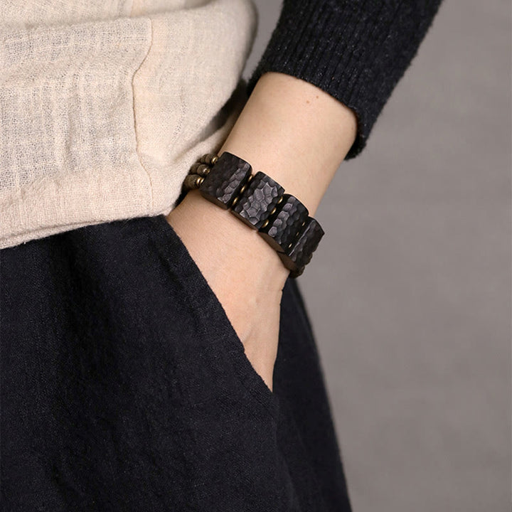 Pulsera de equilibrio con cuentas de cobre y madera de ébano de la paz vintage con Buddha Stones - image 11