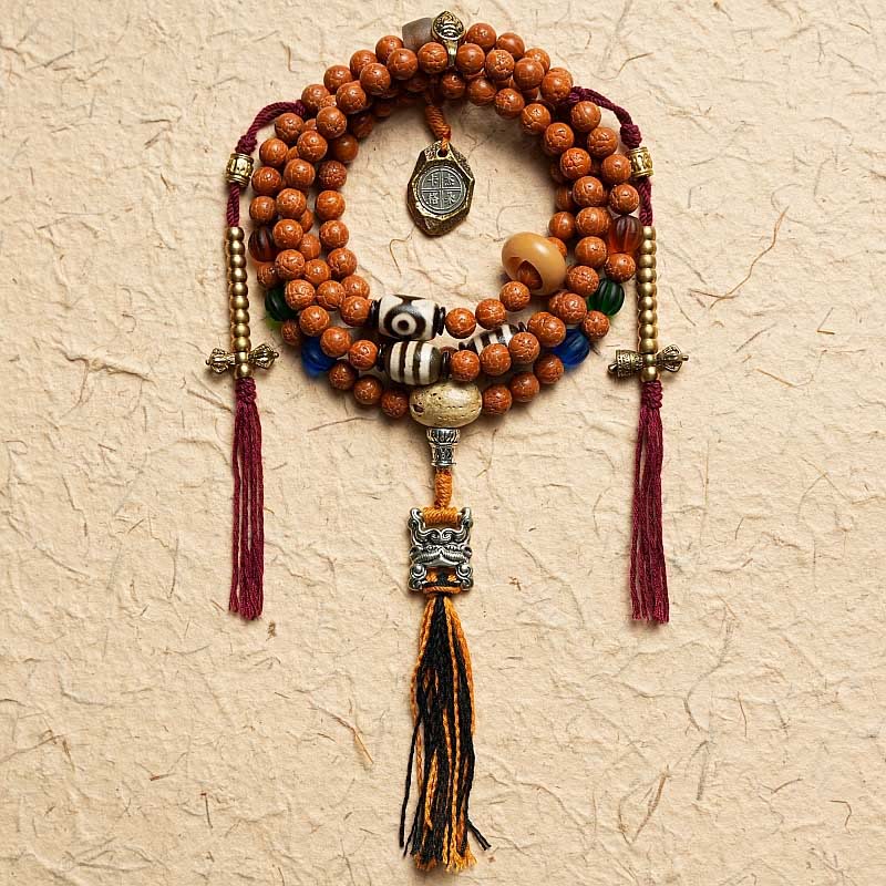 Pulsera de la paz y la sabiduría con 108 cuentas de Mala de semillas de Bodhi del Tíbet y Buddha Stones