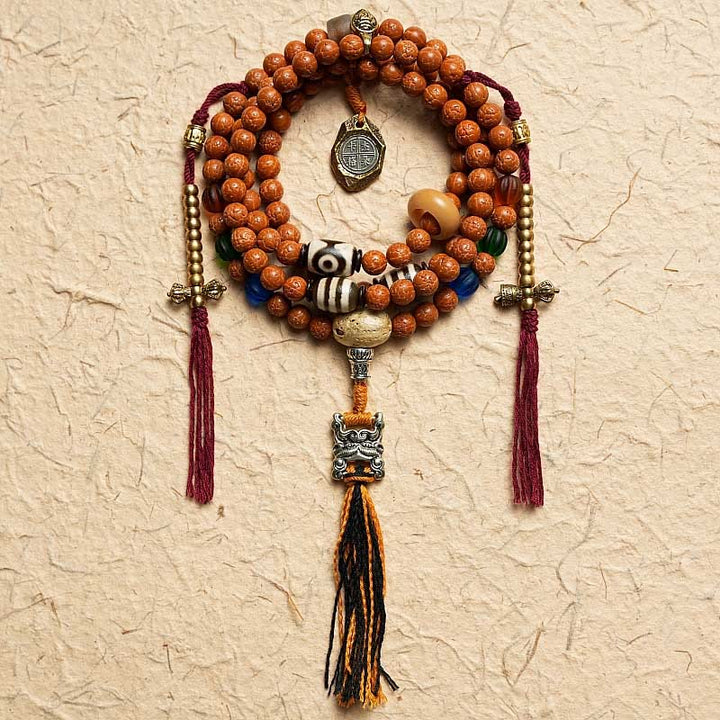 Pulsera de la paz y la sabiduría con 108 cuentas de Mala de semillas de Bodhi del Tíbet y Buddha Stones