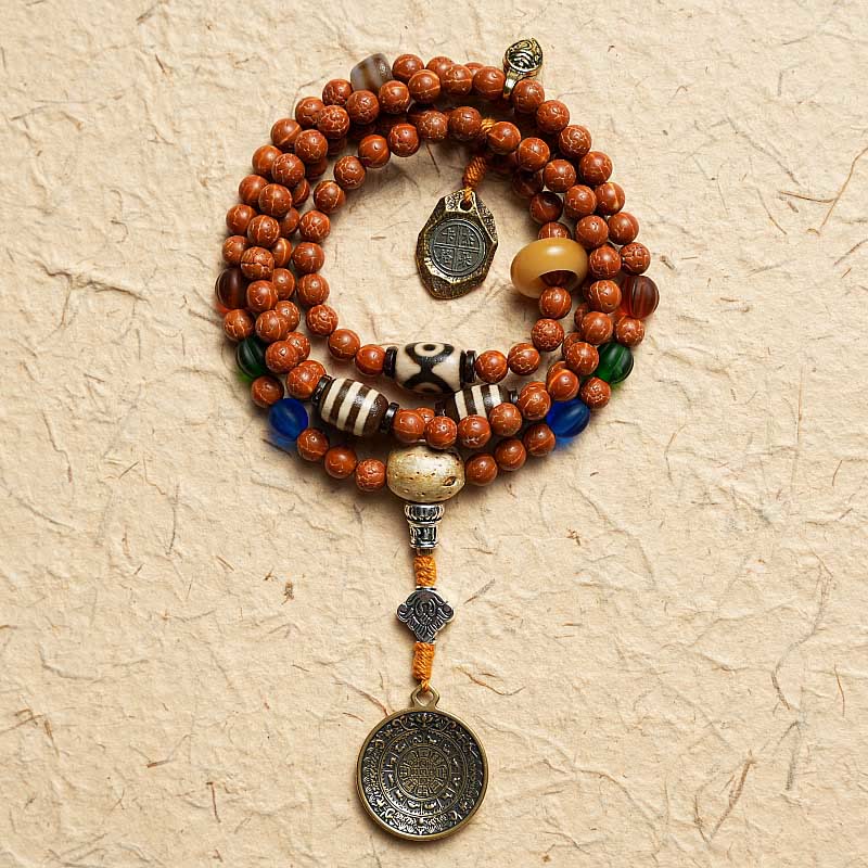 Pulsera de la paz y la sabiduría con 108 cuentas de Mala de semillas de Bodhi del Tíbet y Buddha Stones