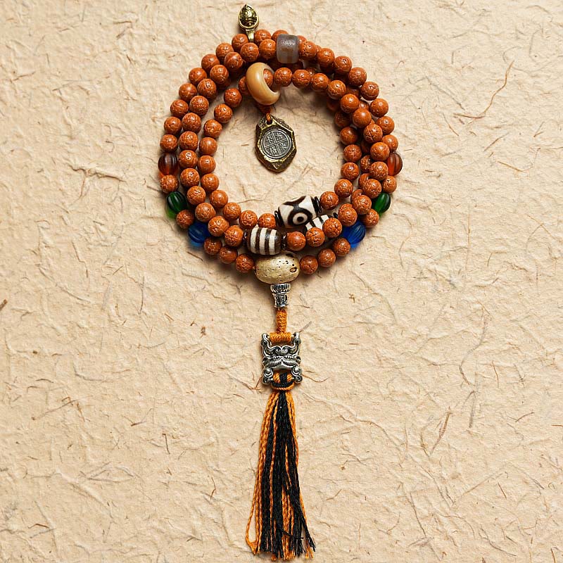 Pulsera de la paz y la sabiduría con 108 cuentas de Mala de semillas de Bodhi del Tíbet y Buddha Stones