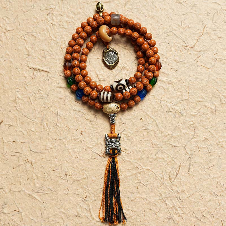 Pulsera de la paz y la sabiduría con 108 cuentas de Mala de semillas de Bodhi del Tíbet y Buddha Stones