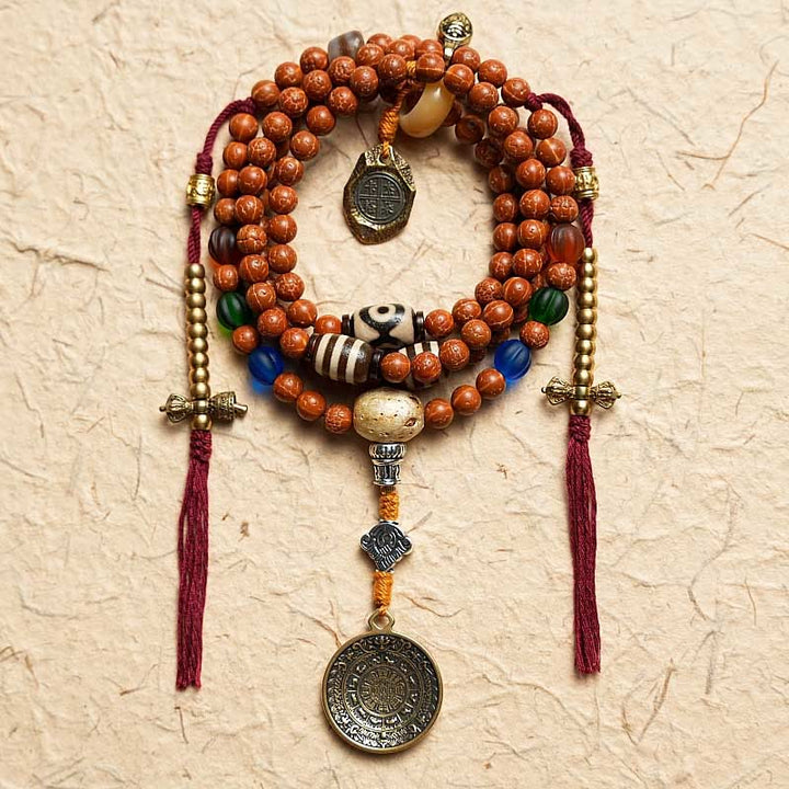Pulsera de la paz y la sabiduría con 108 cuentas de Mala de semillas de Bodhi del Tíbet y Buddha Stones