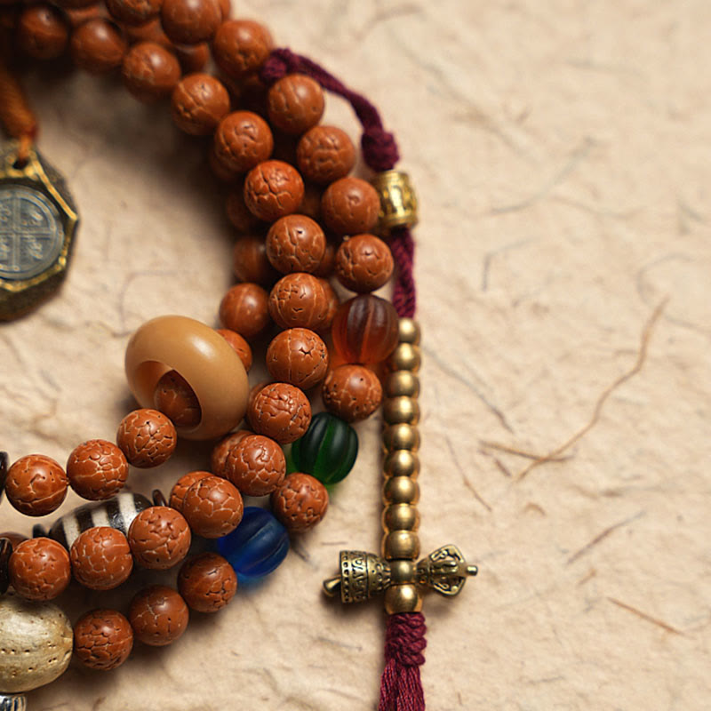 Pulsera de la paz y la sabiduría con 108 cuentas de Mala de semillas de Bodhi del Tíbet y Buddha Stones