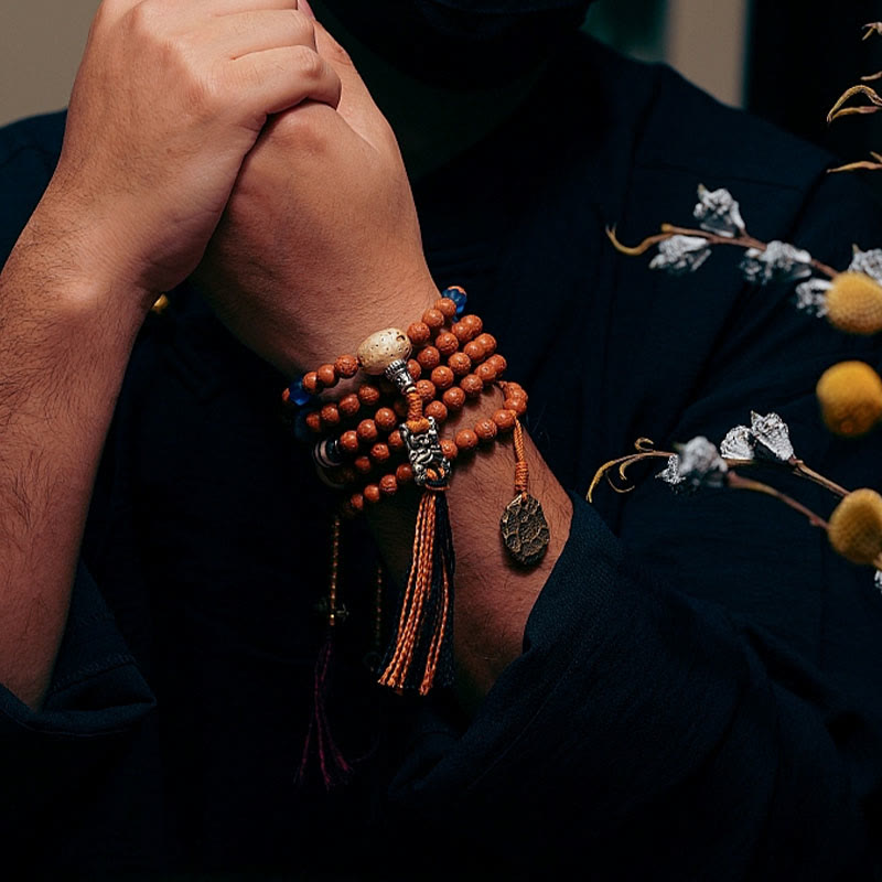 Pulsera de la paz y la sabiduría con 108 cuentas de Mala de semillas de Bodhi del Tíbet y Buddha Stones
