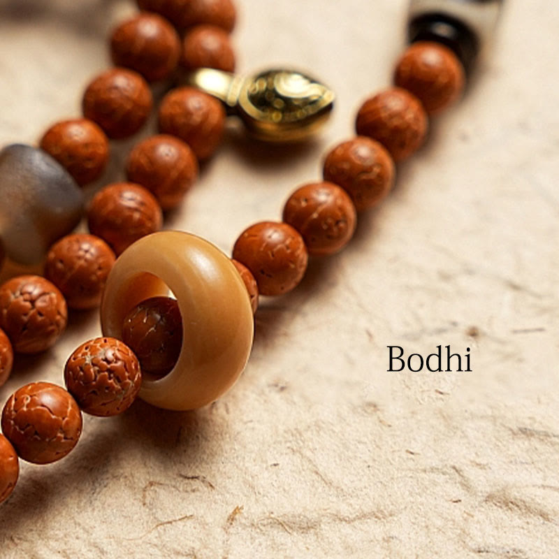 Pulsera de la paz y la sabiduría con 108 cuentas de Mala de semillas de Bodhi del Tíbet y Buddha Stones