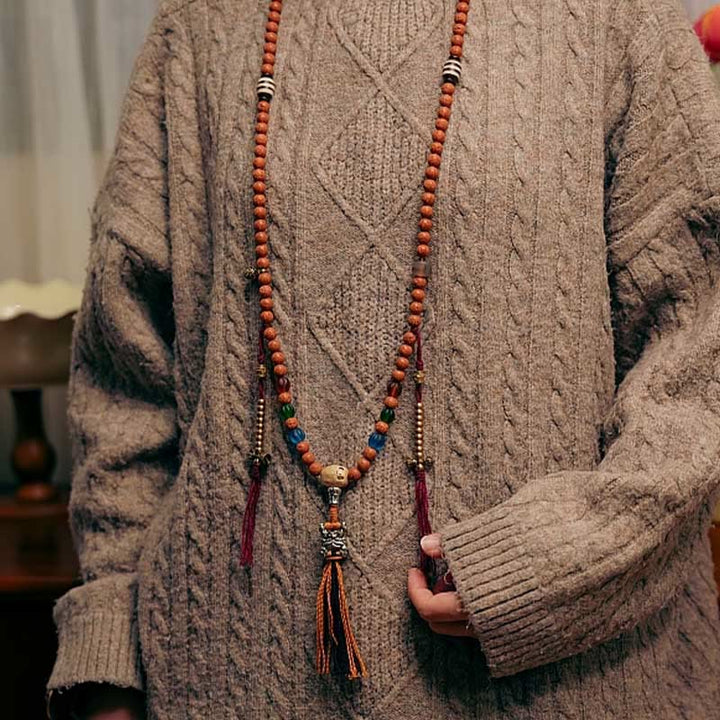 Pulsera de la paz y la sabiduría con 108 cuentas de Mala de semillas de Bodhi del Tíbet y Buddha Stones