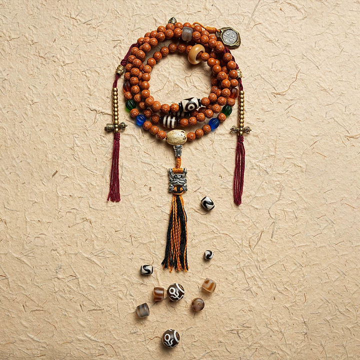 Pulsera de la paz y la sabiduría con 108 cuentas de Mala de semillas de Bodhi del Tíbet y Buddha Stones