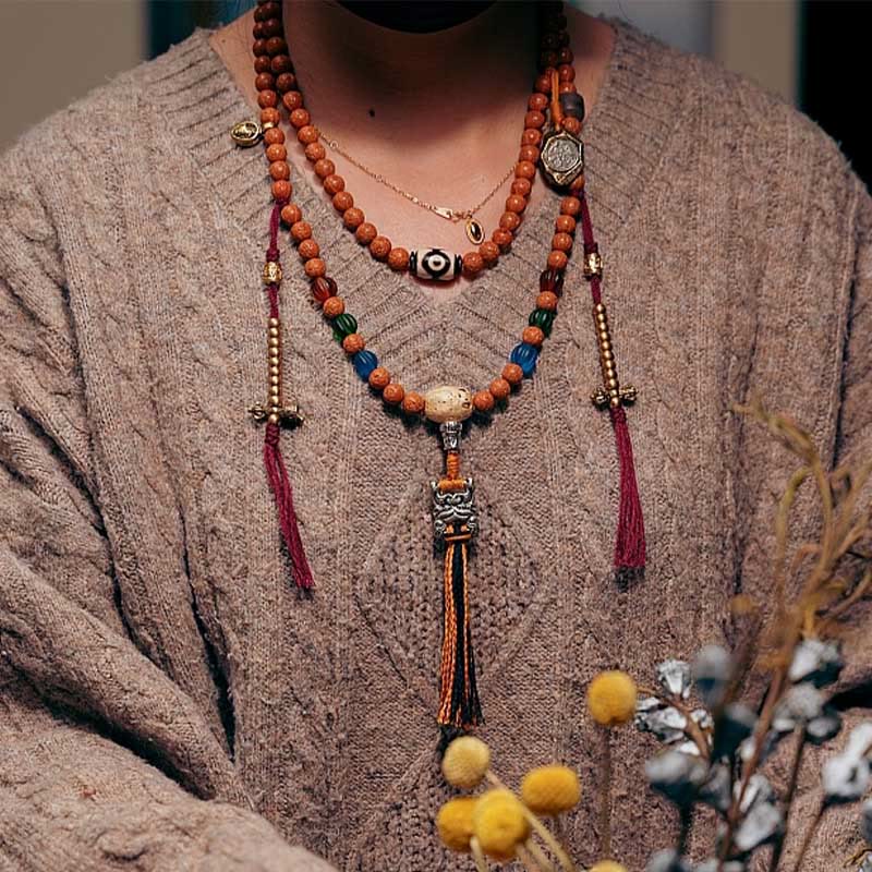 Pulsera de la paz y la sabiduría con 108 cuentas de Mala de semillas de Bodhi del Tíbet y Buddha Stones