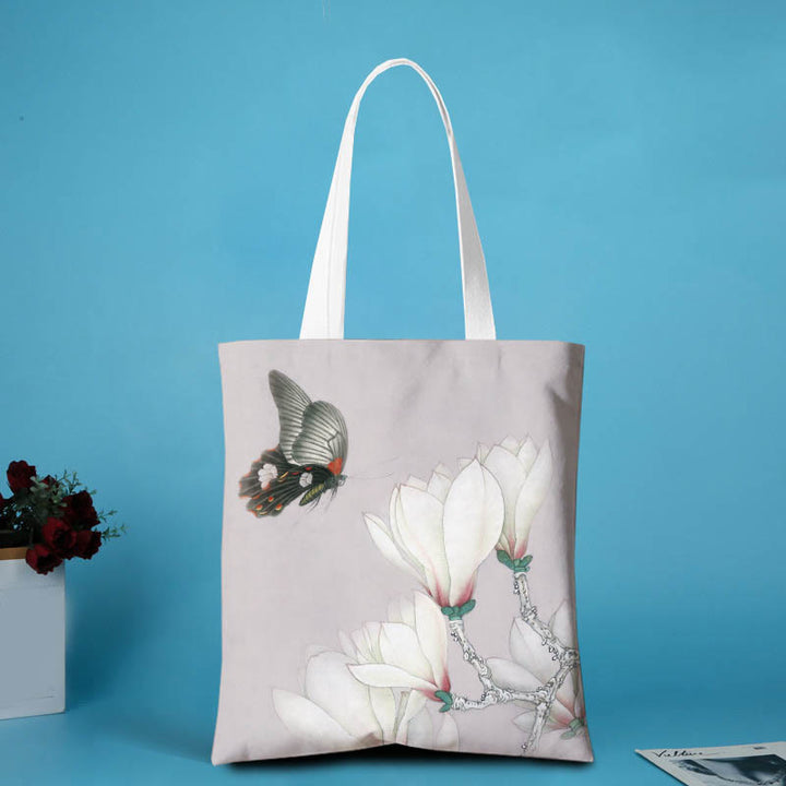 Bolso de hombro de lona con Buddha Stones y diseño de peonías