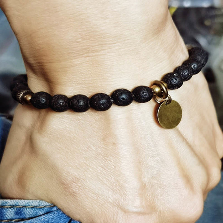 Pulsera de piedra de lava natural con Buddha Stones que proporciona apoyo y calma - image 6