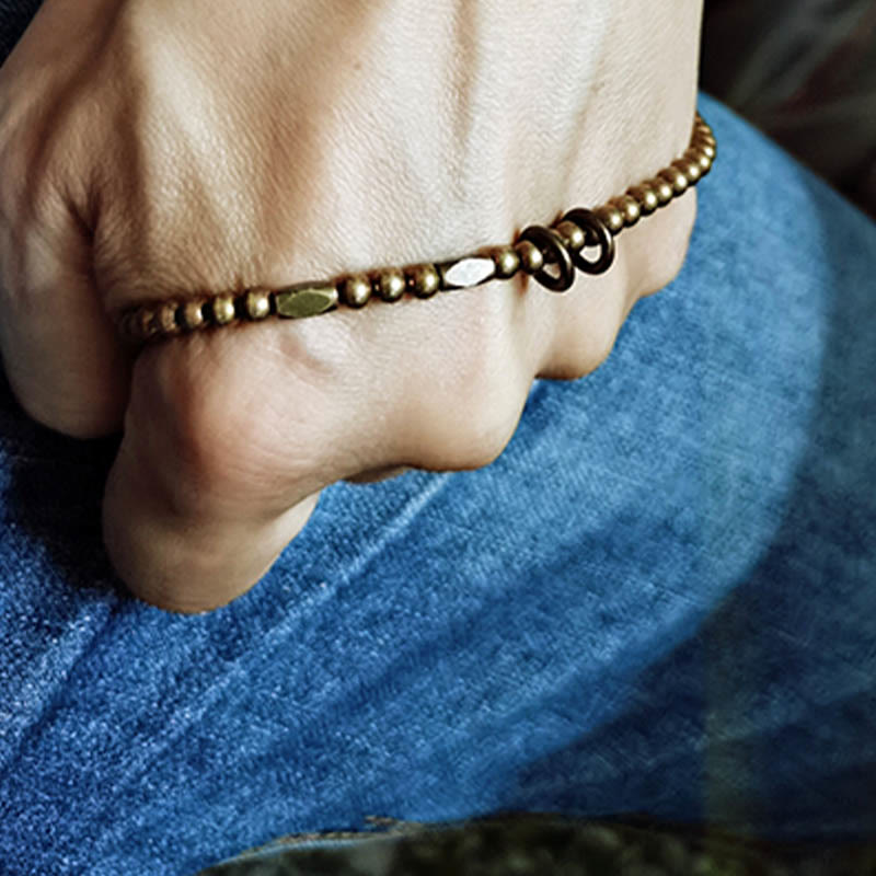 Pulsera de pareja con diseño de cuentas de cobre y latón para el cuidado personal y la riqueza de Buddha Stones - image 9