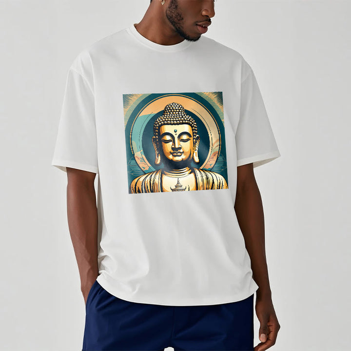 Camiseta Budista con Aura de Piedras y Buda Dorado - image 5