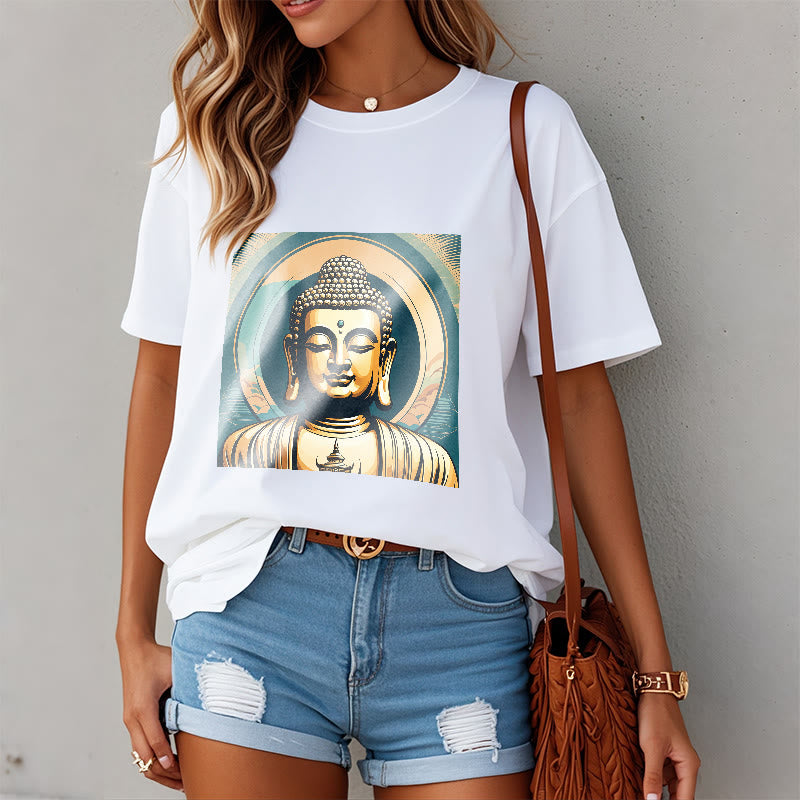 Camiseta Budista con Aura de Piedras y Buda Dorado - image 6