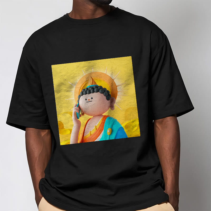 Buddha Stones Buddha Levanta El Teléfono Tee Camiseta - image 5