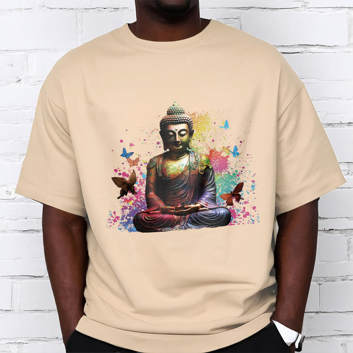 Camiseta de meditación de Buda con mariposa colorida volando Buddha Stones - image 8