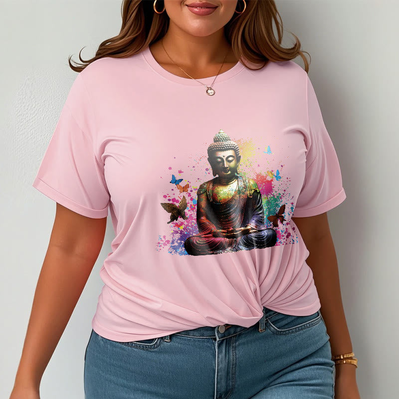 Camiseta de meditación de Buda con mariposa colorida volando Buddha Stones - image 12