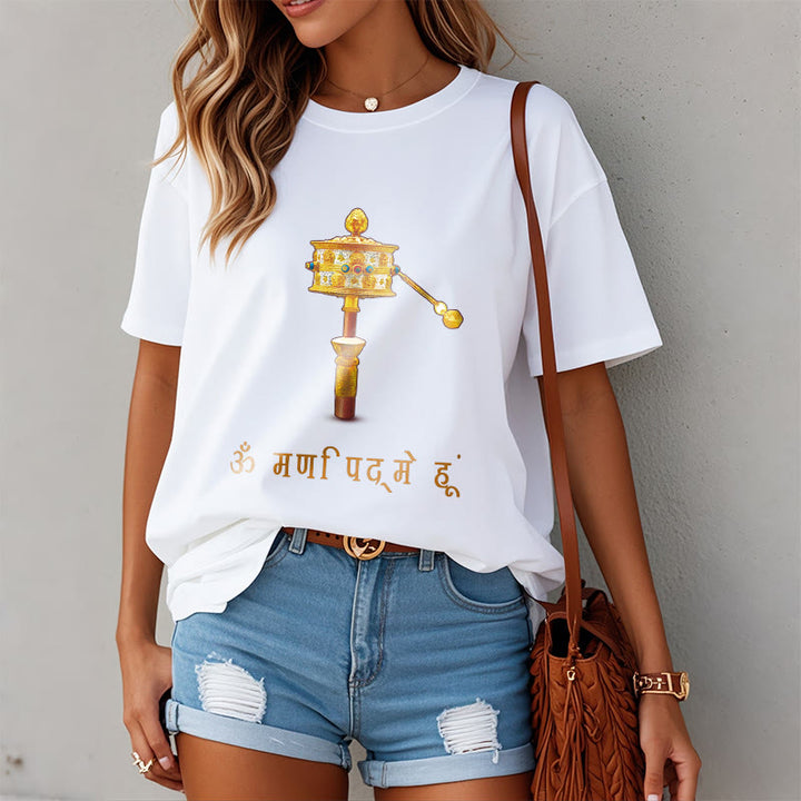 Camiseta con la rueda de oración OM NAMAH SHIVAYA en sánscrito de Buddha Stones - image 4