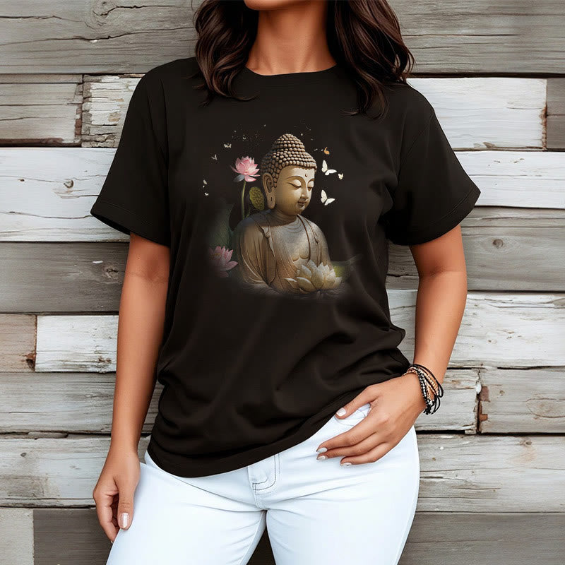 Buddha Stones Flor de Loto Mariposa Meditación Buda Camiseta - image 6