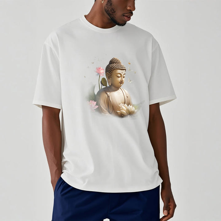 Buddha Stones Flor de Loto Mariposa Meditación Buda Camiseta - image 1