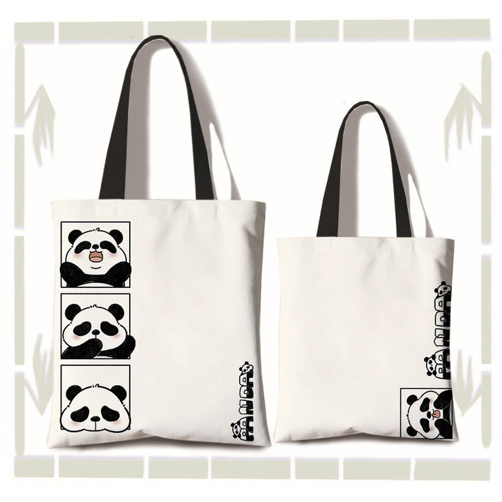 Bolso de hombro para ir al trabajo, de lona, hecho a mano, de gran capacidad, con diseño de Buddha Stones y bonito panda